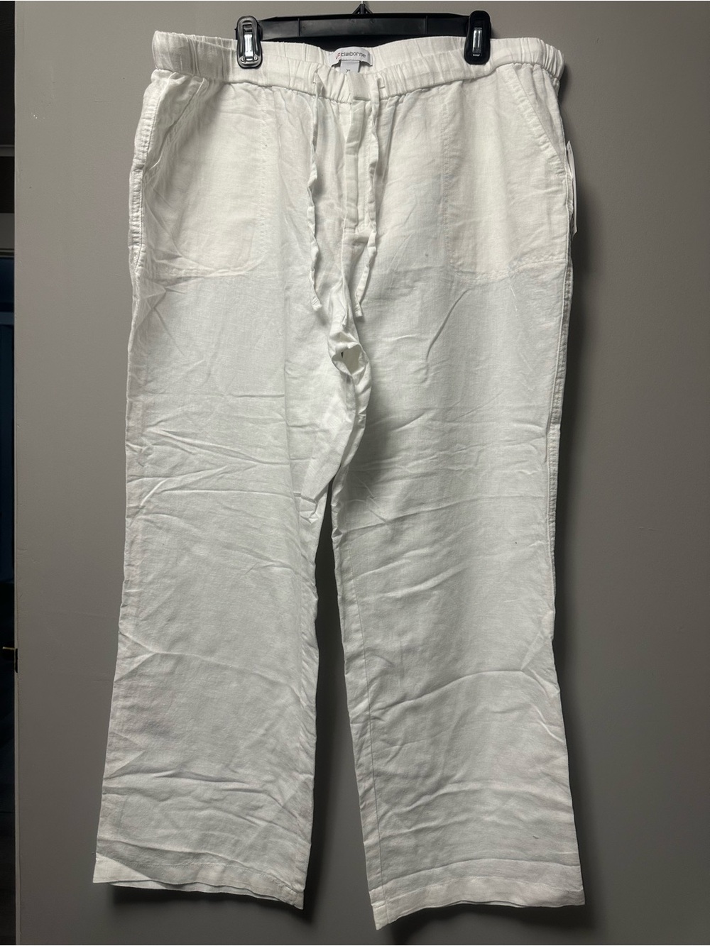 Liz Claiborne White Linen Drawstring Chinos